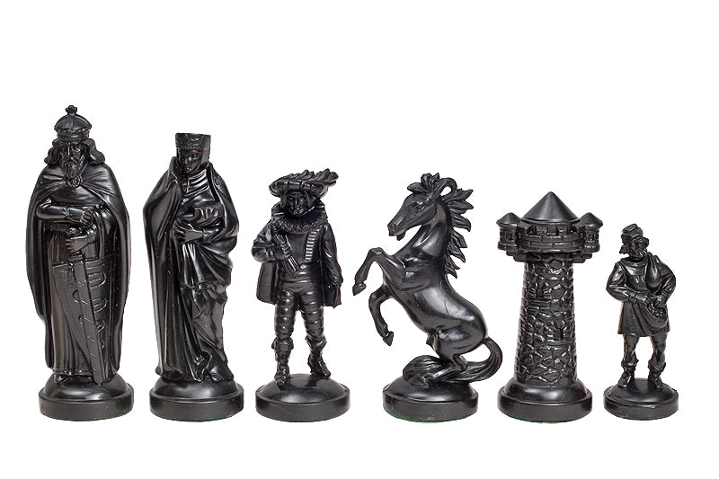 piezas de ajedrez de estilo medieval, en tonos crema y negro (rey de 98 mm) - piezas de ajedrez de estilo medieval, en tonos crema y negro (rey de 98 mm)