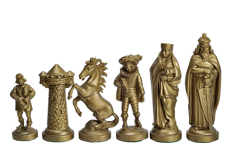 piezas de ajedrez de estilo medieval, en negro y dorado (rey de 98 mm) - piezas de ajedrez de estilo medieval, en negro y dorado (rey de 98 mm)
