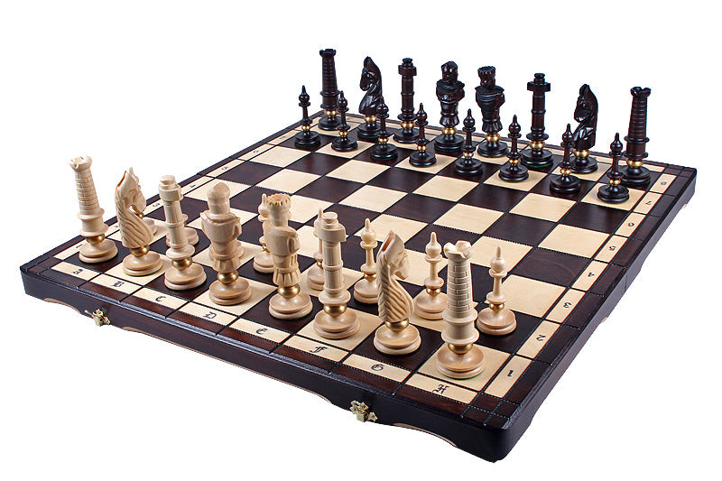 Juego de ajedrez de madera con detalles de latón 62 x 61,5 cm Versalles - Juego de ajedrez de madera con detalles de latón 62 x 61,5 cm Versalles