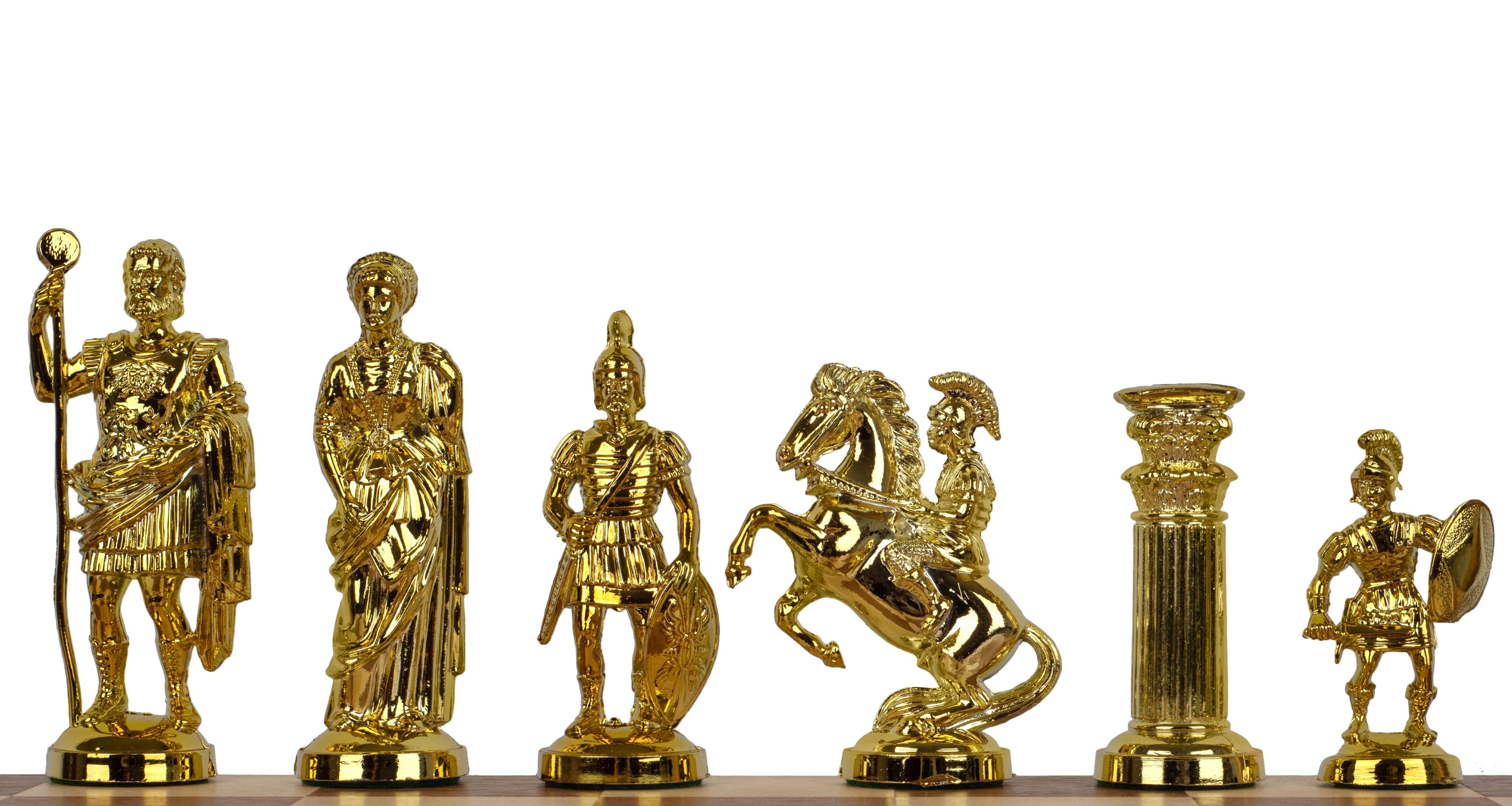Piezas de ajedrez ROMAN doradas/marrones, metálicas/lastradas - Piezas de ajedrez ROMAN doradas/marrones, metálicas/lastradas