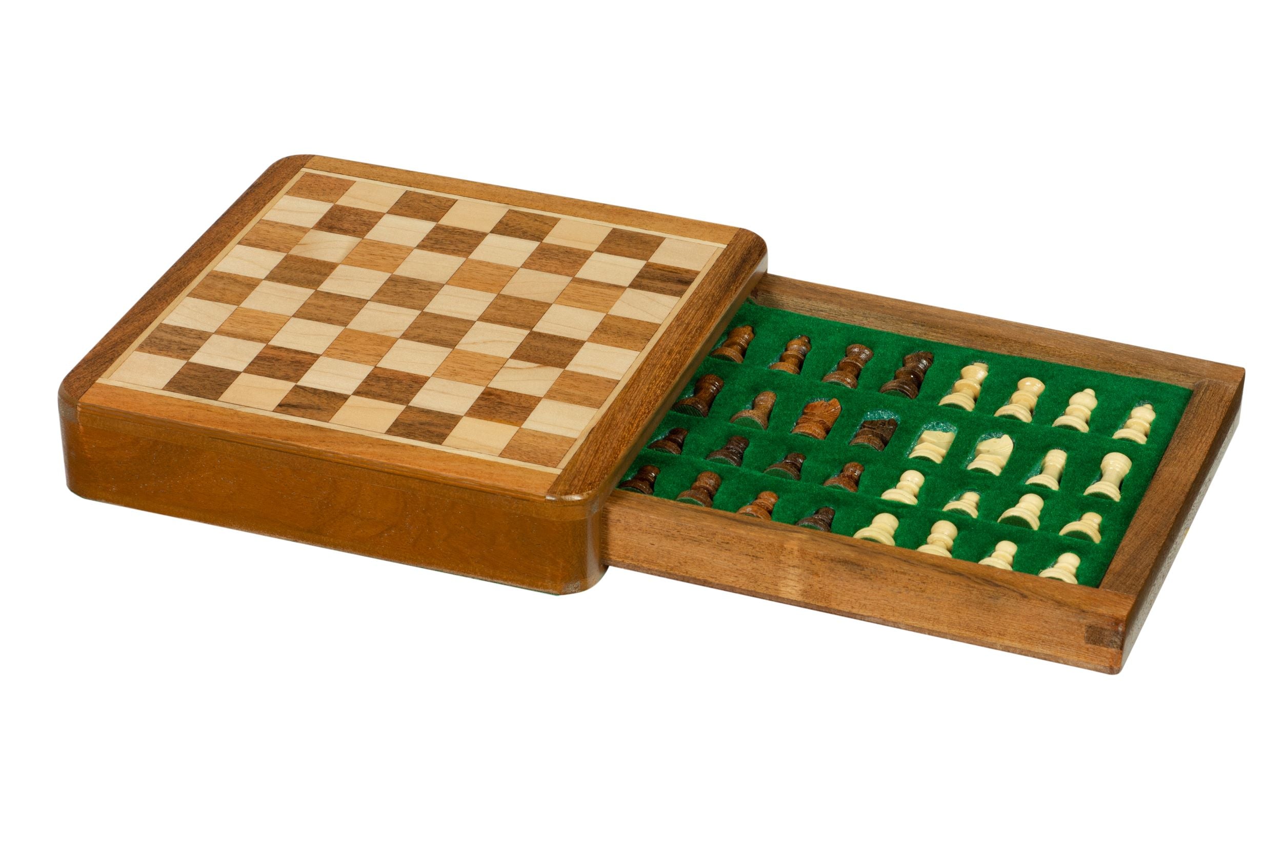 Juego de ajedrez MAGNÉTICO de 18 cm con tablero con incrustaciones y cajita para las piezas - Juego de ajedrez MAGNÉTICO de 18 cm con tablero con incrustaciones y cajita para las piezas