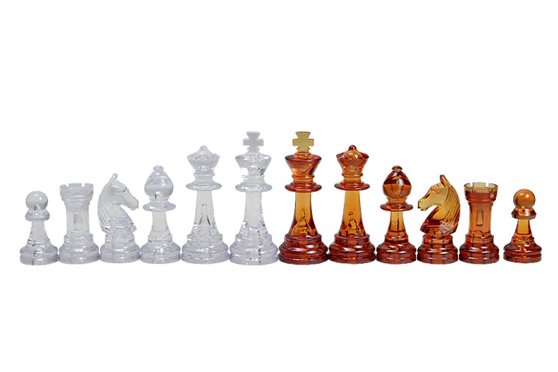 Staunton Schachfiguren Nr. 6, transparent bernsteinfarben (König 96 mm) - Staunton Schachfiguren Nr. 6, transparent bernsteinfarben (König 96 mm)