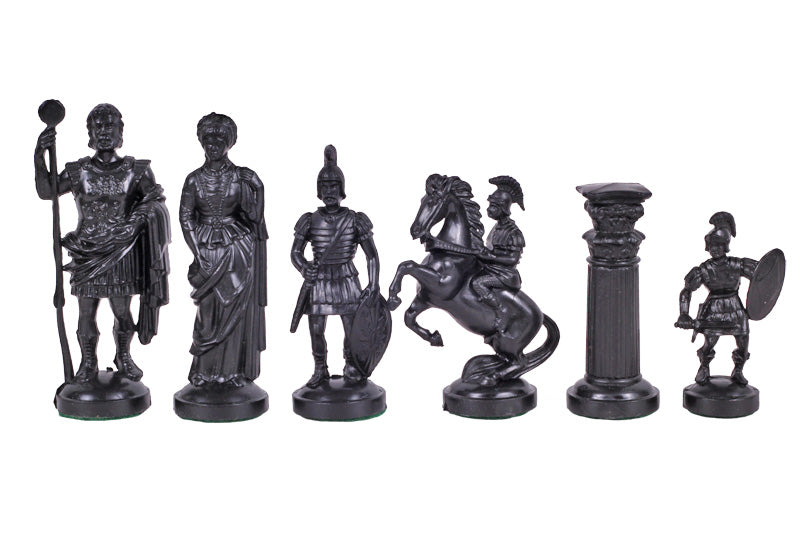 Figure di scacchi stilizzate dell'Impero Romano, nere e dorate, con peso in metallo (re 98 mm) - Figure di scacchi stilizzate dell'Impero Romano, nere e dorate, con peso in metallo (re 98 mm)
