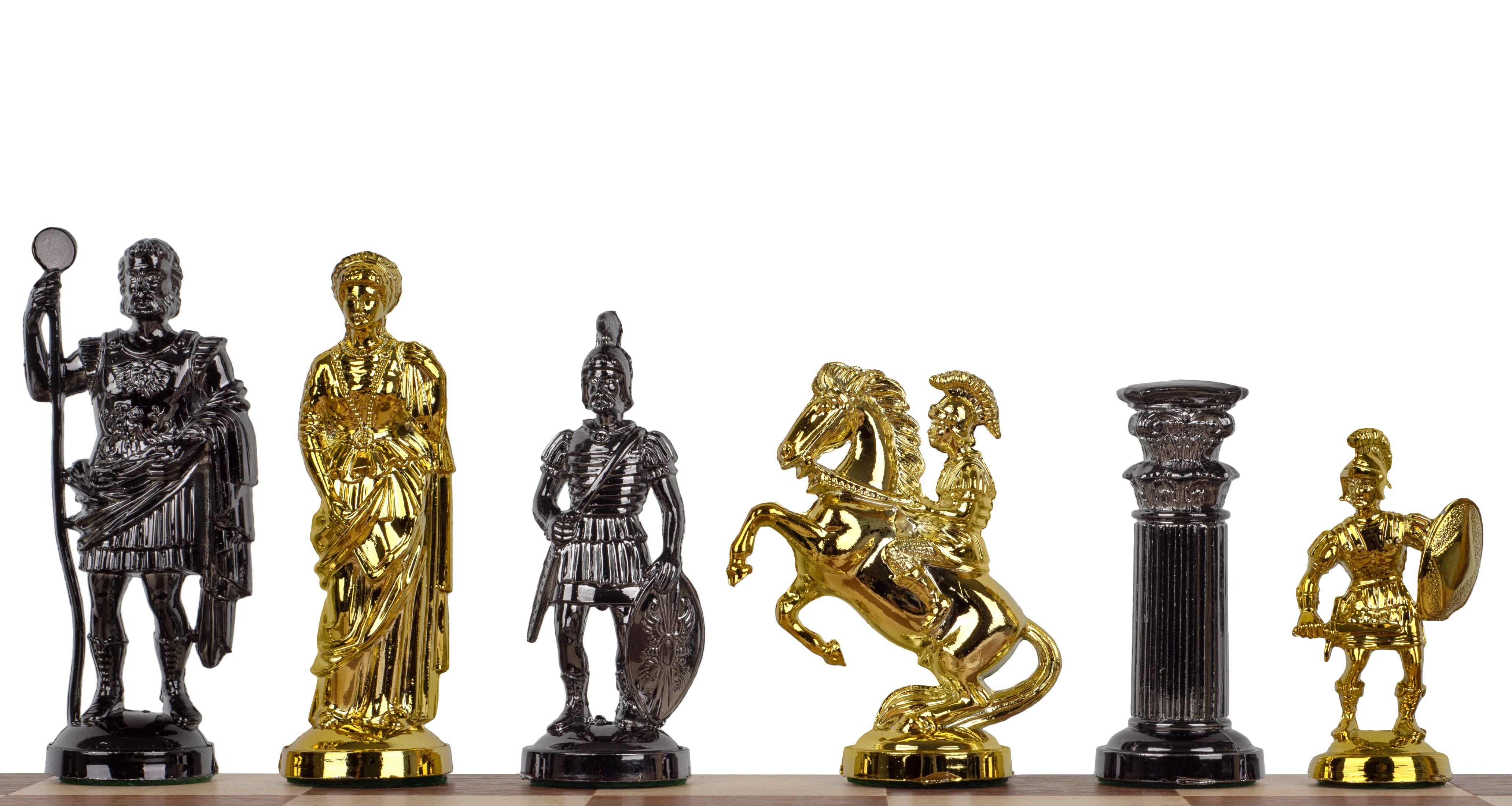 Piezas de ajedrez ROMAN doradas/marrones, metálicas/lastradas - Piezas de ajedrez ROMAN doradas/marrones, metálicas/lastradas