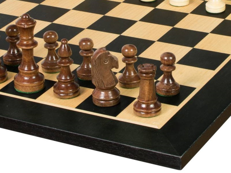 Jeu d'échecs de tournoi de Taille 4 - échiquier noir en marqueterie de bois sycomore + figurines Sunrise Staunton - 20149b6c856e8fc876d1cb19bc06703d