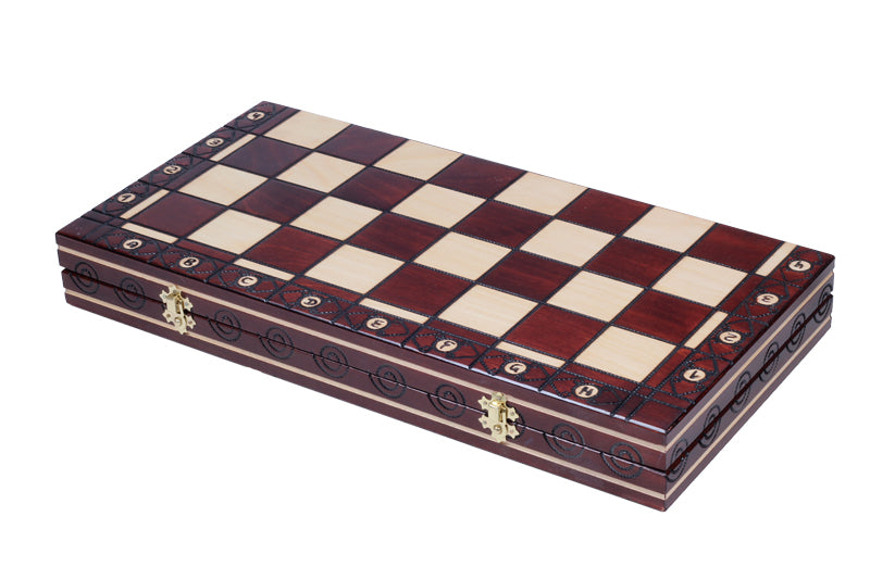 Juego de ajedrez de madera plegable Regente 49 x 49 cm - Juego de ajedrez de madera plegable Regente 49 x 49 cm