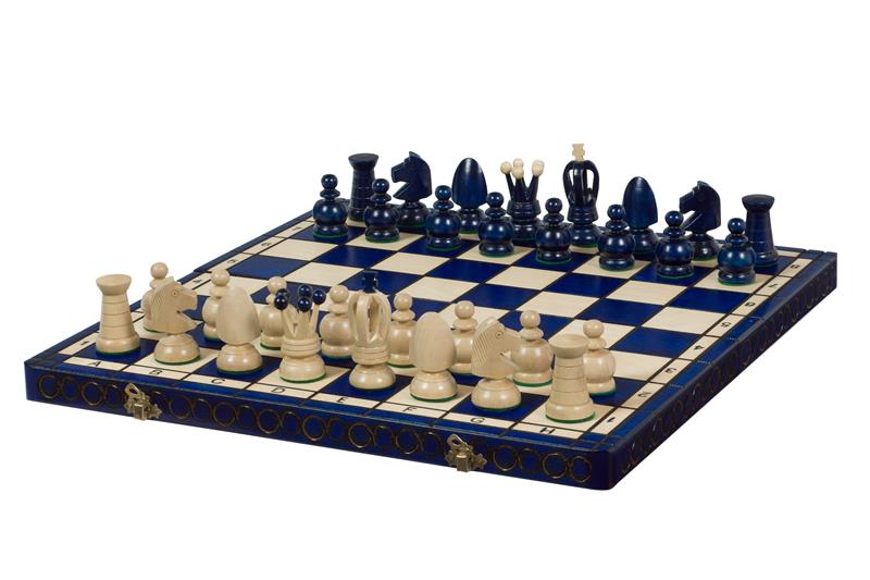 Juego de ajedrez de madera plegable Legado Azul 43,5 x 44 cm - Juego de ajedrez de madera plegable Legado Azul 43,5 x 44 cm