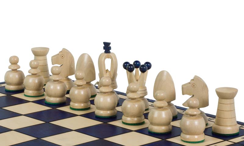 Juego de ajedrez de madera plegable Legado Azul 43,5 x 44 cm - Juego de ajedrez de madera plegable Legado Azul 43,5 x 44 cm