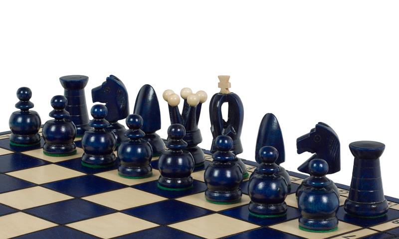 Juego de ajedrez de madera plegable Legado Azul 43,5 x 44 cm - Juego de ajedrez de madera plegable Legado Azul 43,5 x 44 cm