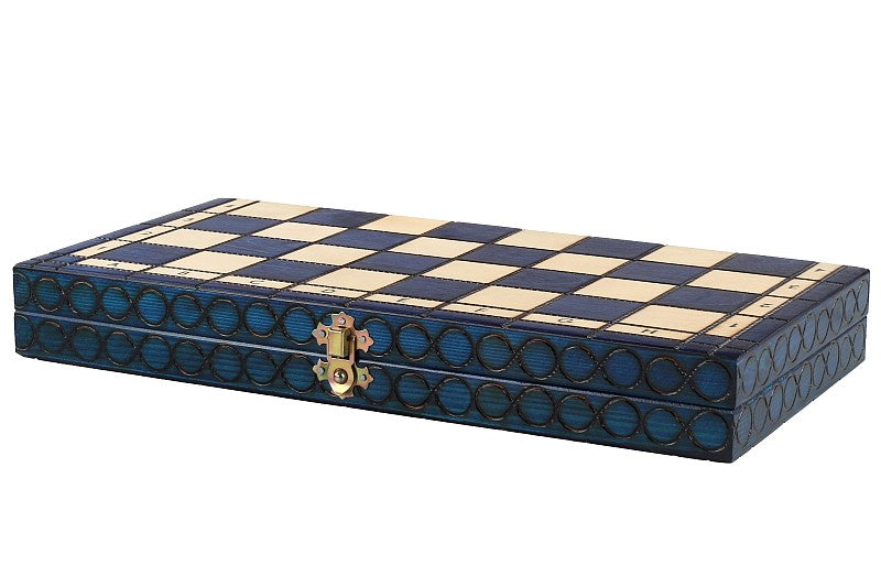Juego de ajedrez de madera azul 34 x 34 cm Sevilla - Juego de ajedrez de madera azul 34 x 34 cm Sevilla