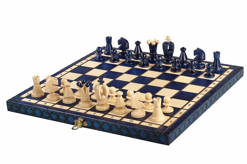 Juego de ajedrez de madera azul 34 x 34 cm Sevilla - Juego de ajedrez de madera azul 34 x 34 cm Sevilla