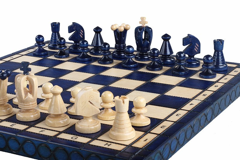 Juego de ajedrez de madera azul 34 x 34 cm Sevilla - Juego de ajedrez de madera azul 34 x 34 cm Sevilla