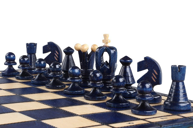 Juego de ajedrez de madera azul 34 x 34 cm Sevilla - Juego de ajedrez de madera azul 34 x 34 cm Sevilla