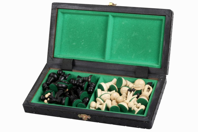 Juego de ajedrez de madera plegable Azabache Mini 28,5 x 28 cm - Juego de ajedrez de madera plegable Azabache Mini 28,5 x 28 cm