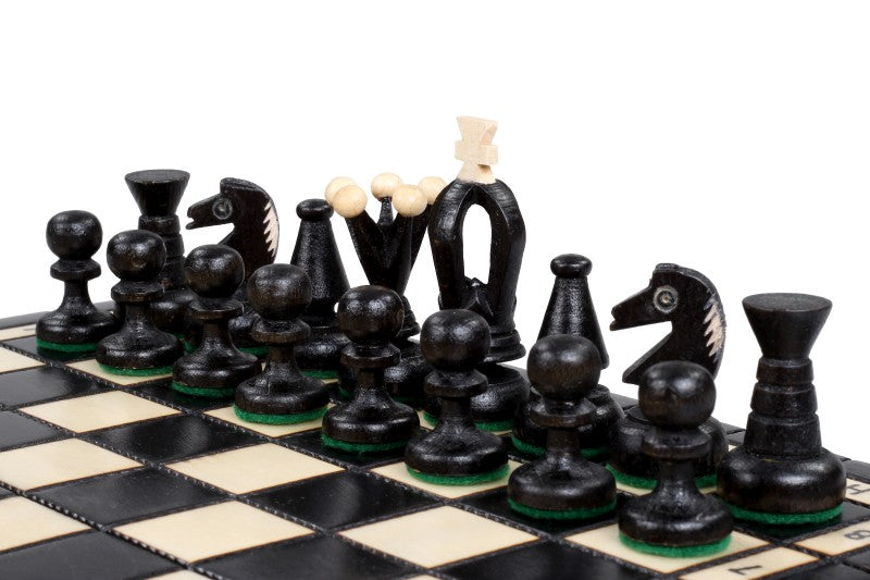 Juego de ajedrez de madera plegable Azabache Mini 28,5 x 28 cm - Juego de ajedrez de madera plegable Azabache Mini 28,5 x 28 cm