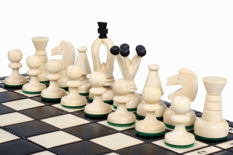 Juego de ajedrez de madera plegable Azabache Mini 28,5 x 28 cm - Juego de ajedrez de madera plegable Azabache Mini 28,5 x 28 cm