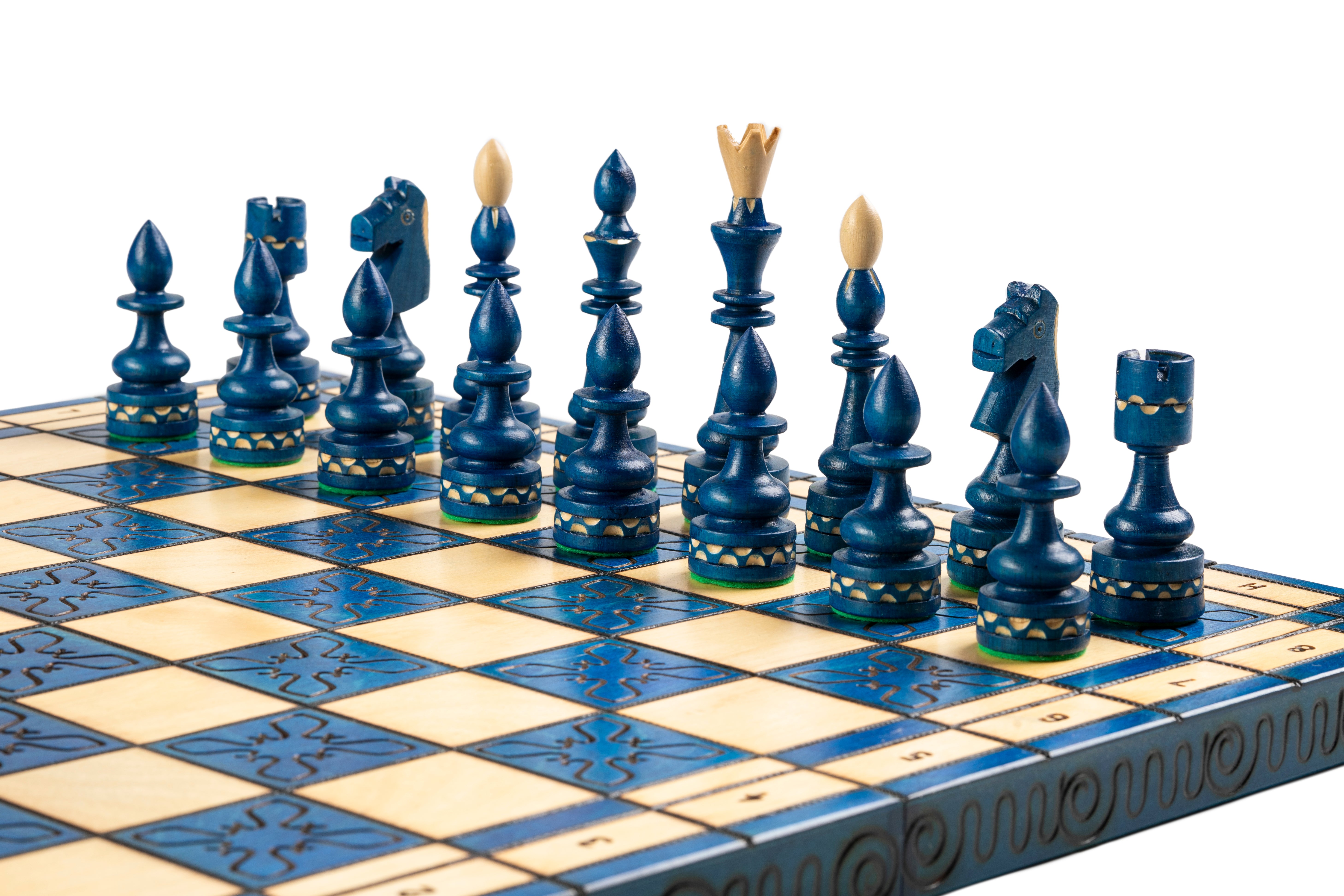 Jeu d'd'échecs INDIEN Blue en bois de charme, de grande taille (54 x 54cm) - Ensemble Complet - Jeu d'd'échecs INDIEN Blue en bois de charme, de grande taille (54 x 54cm) - Ensemble Complet