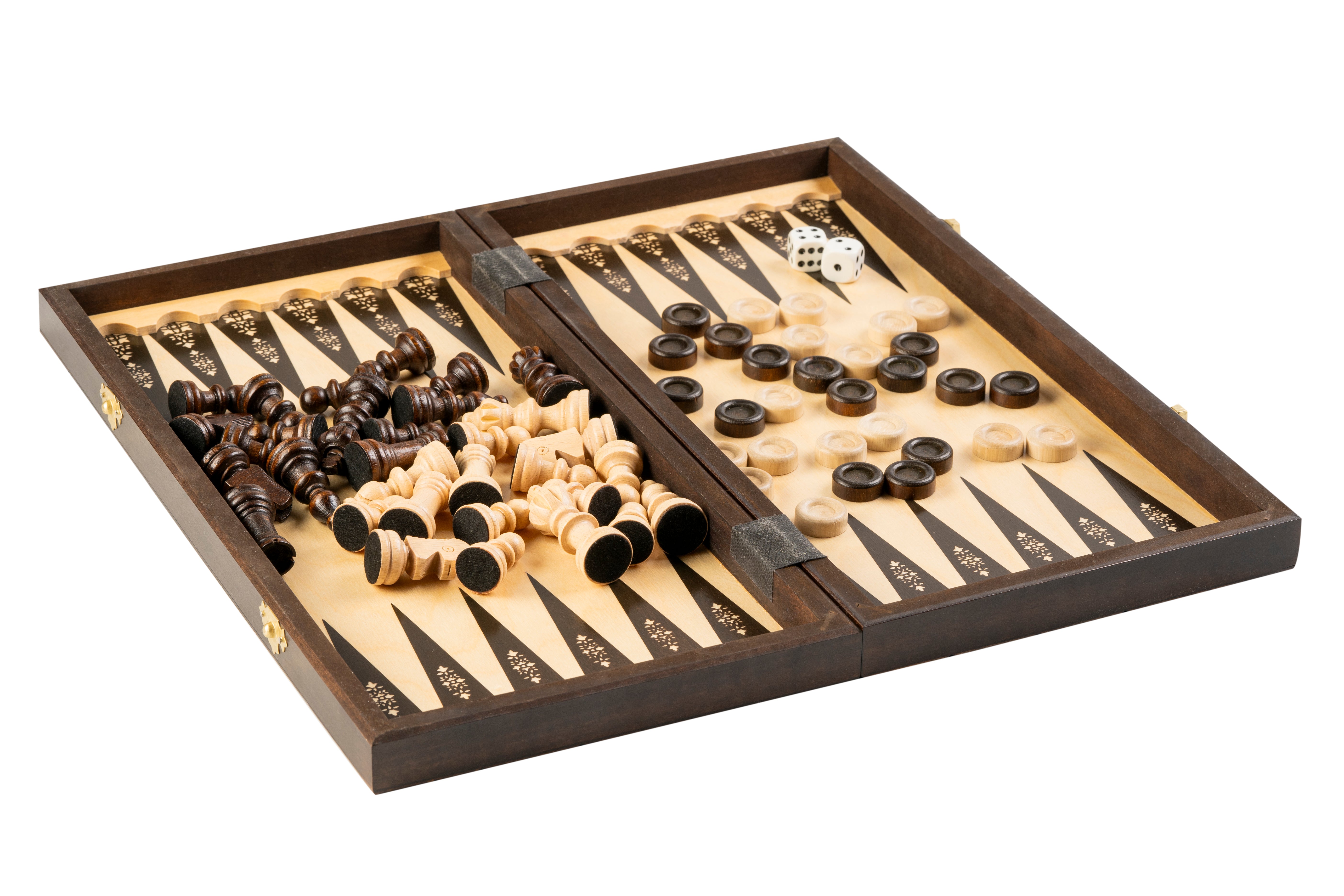 JUEGO DE MADERA 3 en 1 (40x40cm) CHASETS + WARCABS + BACKGAMMON - JUEGO DE MADERA 3 en 1 (40x40cm) CHASETS + WARCABS + BACKGAMMON