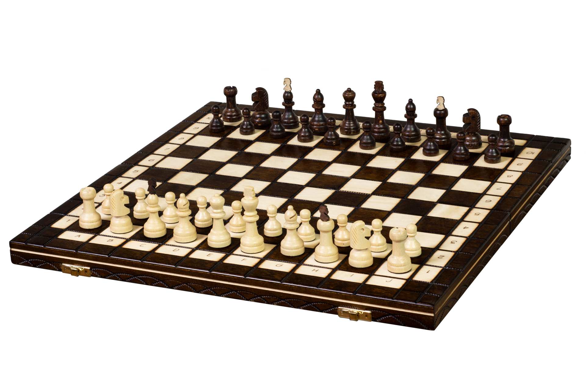 Juego de ajedrez Capablanca de madera con tablero 10 x 10 marrón - Juego de ajedrez Capablanca de madera con tablero 10 x 10 marrón