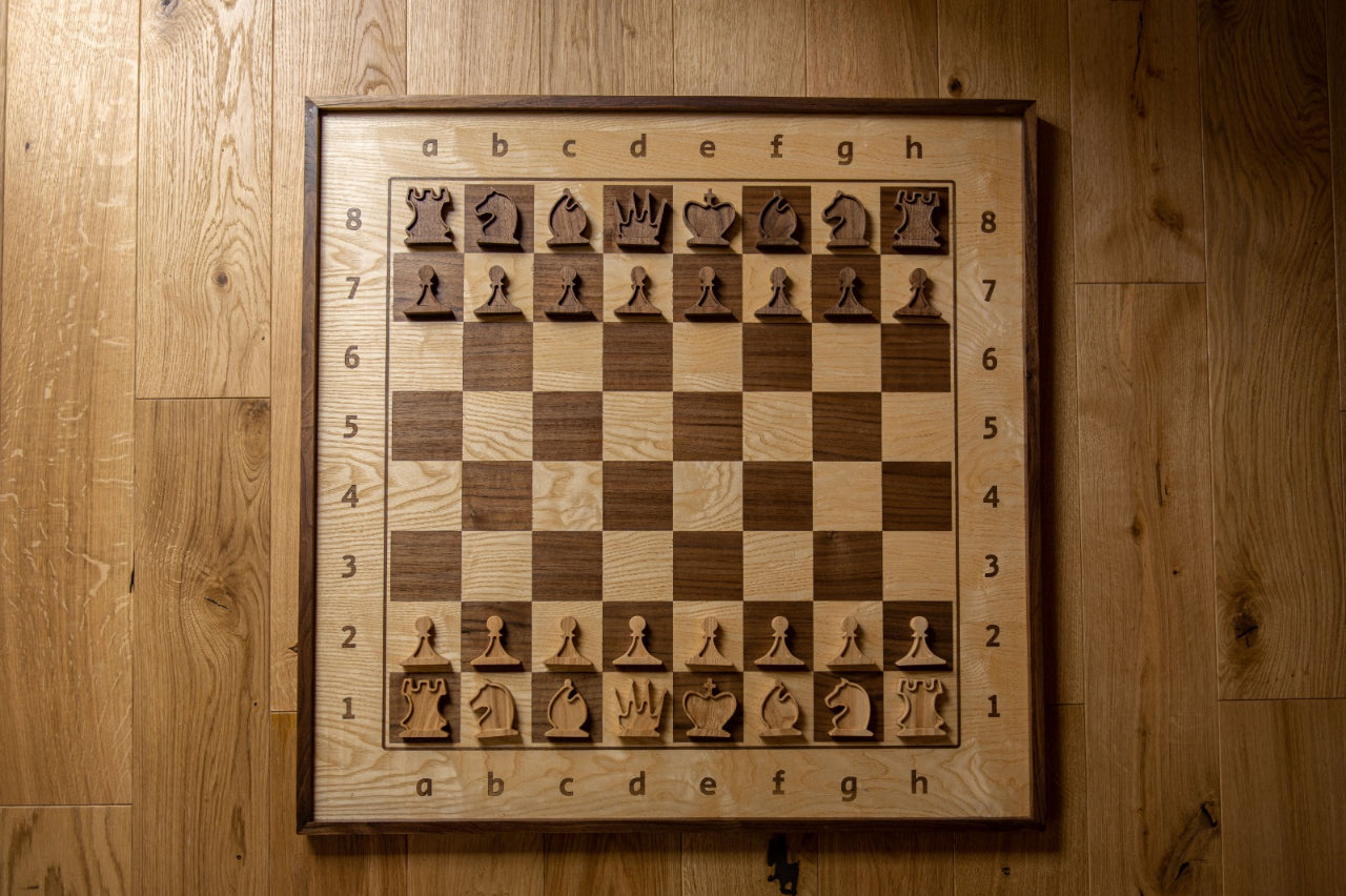 Elegante juego de ajedrez de madera DE DEMOSTRACIÓN: tablero (80 x 80 cm) con piezas - Elegante juego de ajedrez de madera DE DEMOSTRACIÓN: tablero (80 x 80 cm) con piezas