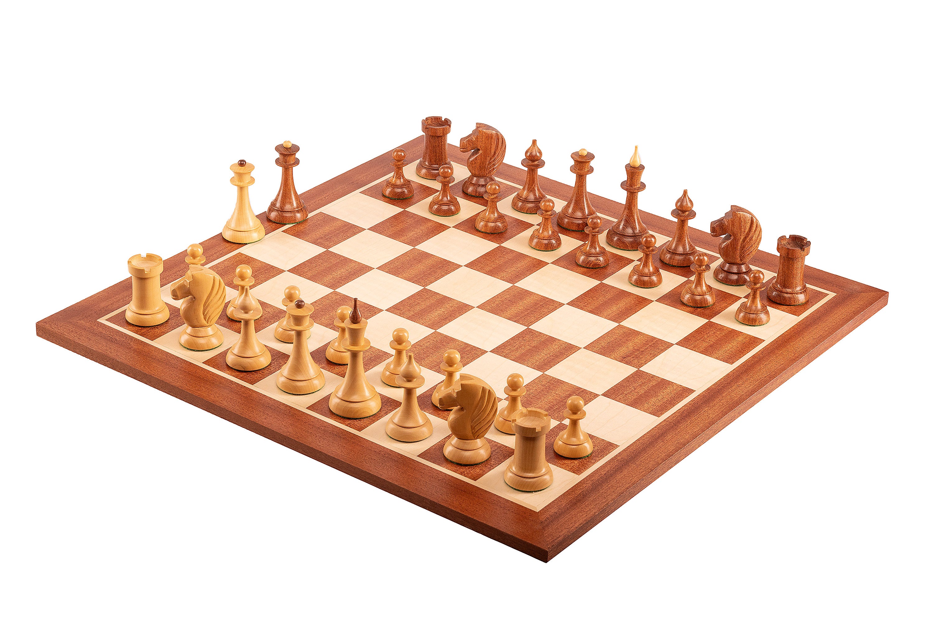 Figury szachowe Queen's Gambit 1957 akacja indyjska 3,75 cale - Figury szachowe Queen's Gambit 1957 akacja indyjska 3,75 cale