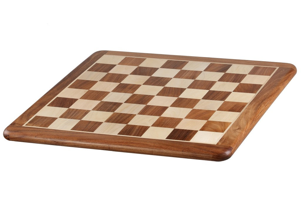 Tablero de ajedrez de madera maciza - acacia de la India / haya (casilla de 55 mm) - Tablero de ajedrez de madera maciza - acacia de la India / haya (casilla de 55 mm)