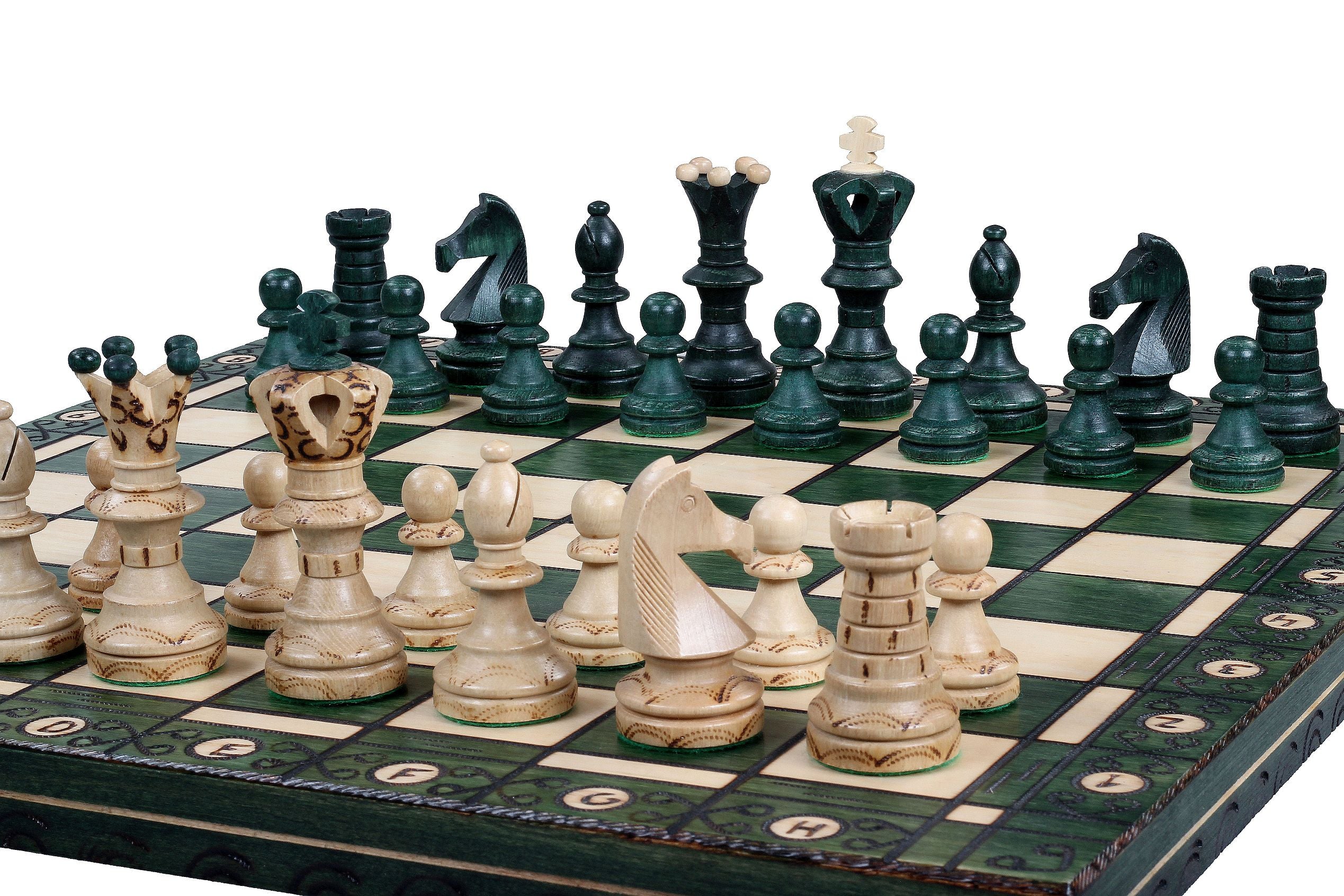LUXUS-Schachspiel AMBASADOR - groß (54 x 54 cm), grün - LUXUS-Schachspiel AMBASADOR - groß (54 x 54 cm), grün