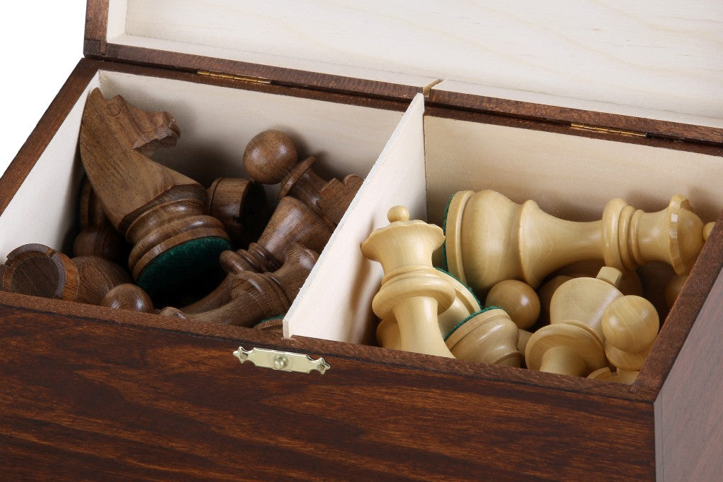 Boîte de rangement en bois foncé pour pièces d'échecs de taille 4,00'' (un roi d'env.102 mm) - Boîte de rangement en bois foncé pour pièces d'échecs de taille 4,00'' (un roi d'env.102 mm)
