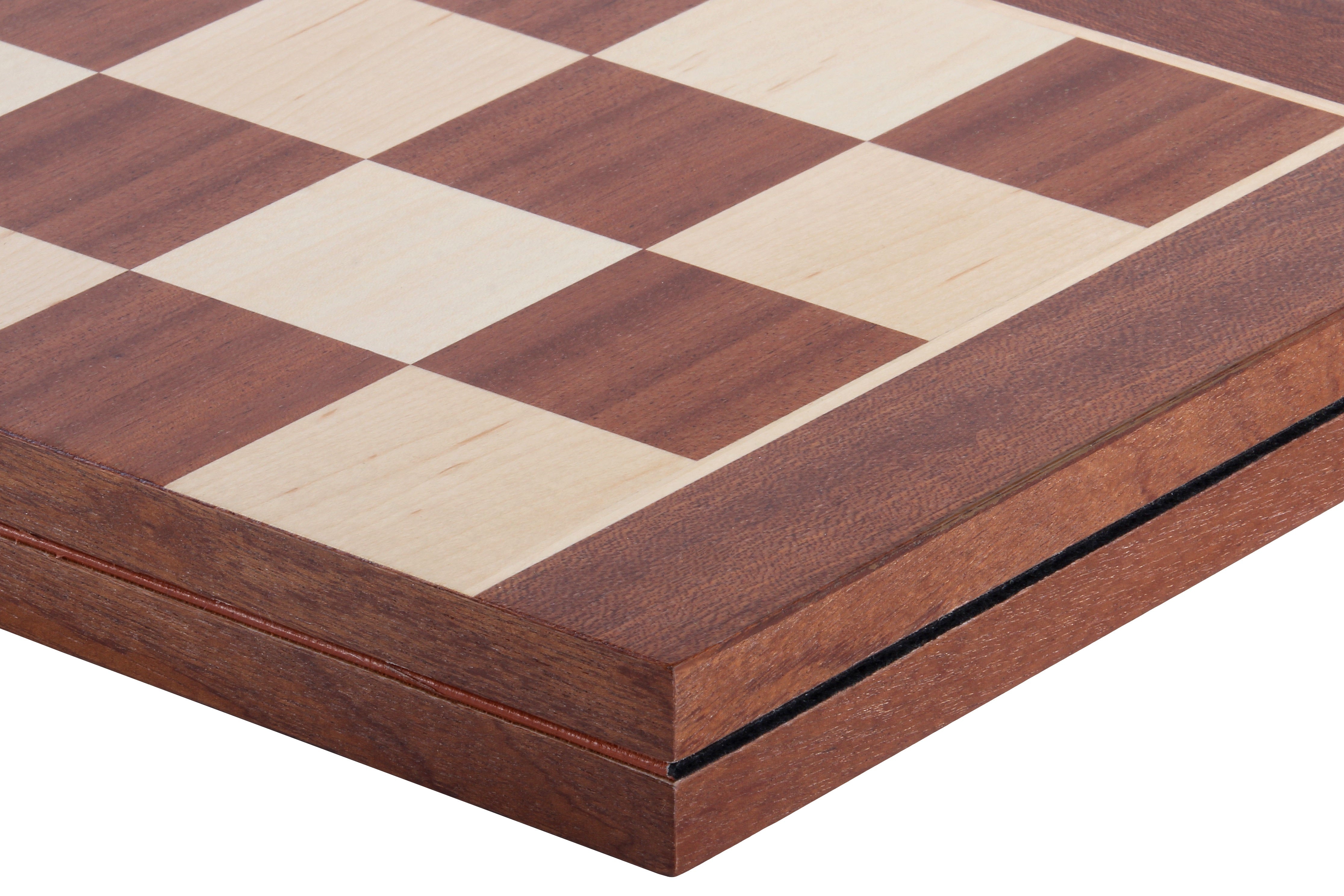 Echiquier pliant en marqueterie de bois d'acajou et sycomore - plateau pliant de Taille 6 sans coordonnées - Echiquier pliant en marqueterie de bois d'acajou et sycomore - plateau pliant de Taille 6 sans coordonnées