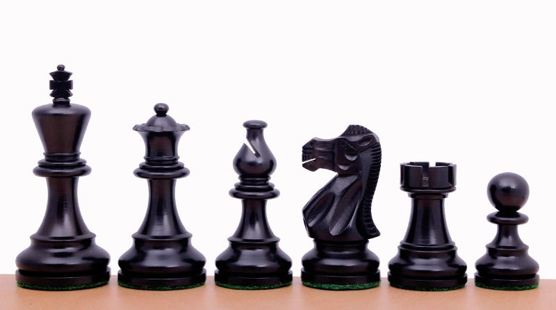 Juego de ajedrez: tablero de madera de ébano con leyenda (casillas de 45 mm) + piezas American Classic de 3" - Juego de ajedrez: tablero de madera de ébano con leyenda (casillas de 45 mm) + piezas American Classic de 3"