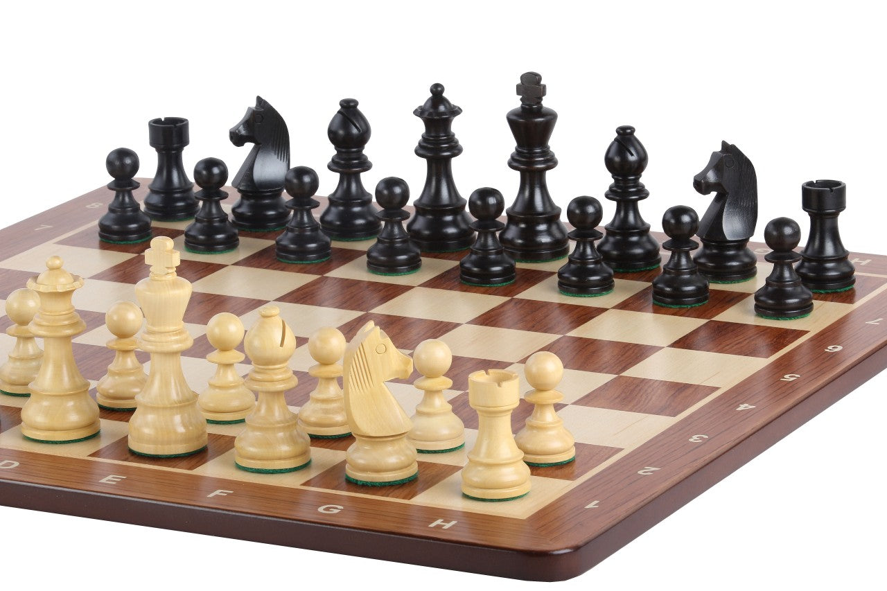 No6 Tablero de ajedrez negro+ 3.75" Piezas alemanas ebonizadas - No6 Tablero de ajedrez negro+ 3.75" Piezas alemanas ebonizadas