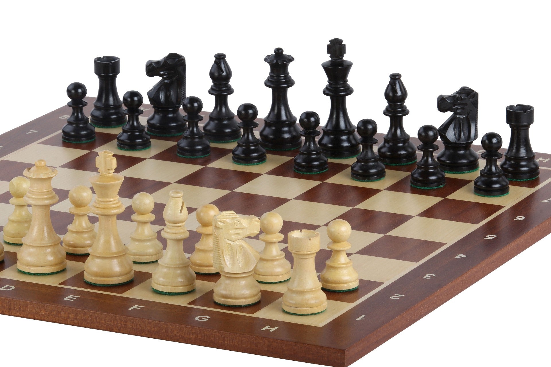 Tablero de ajedrez de sapeli nº6+piezas ebonizadas francesas de 3,75 - Tablero de ajedrez de sapeli nº6+piezas ebonizadas francesas de 3,75