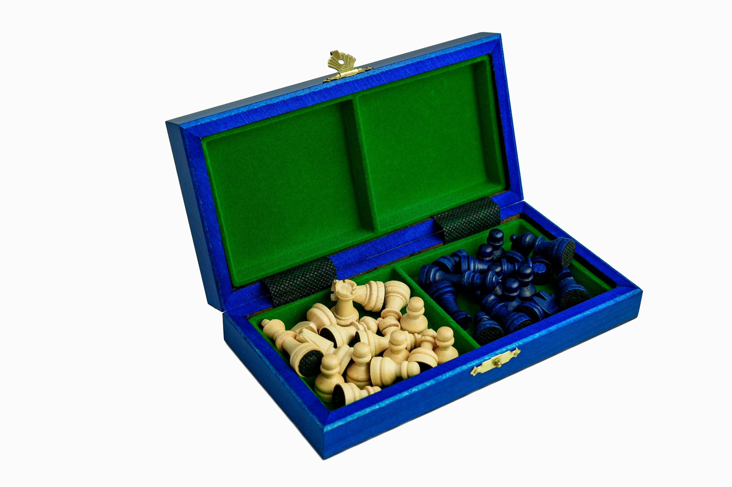 Wooden School Chess Mini - blue - Wooden School Chess Mini - blue