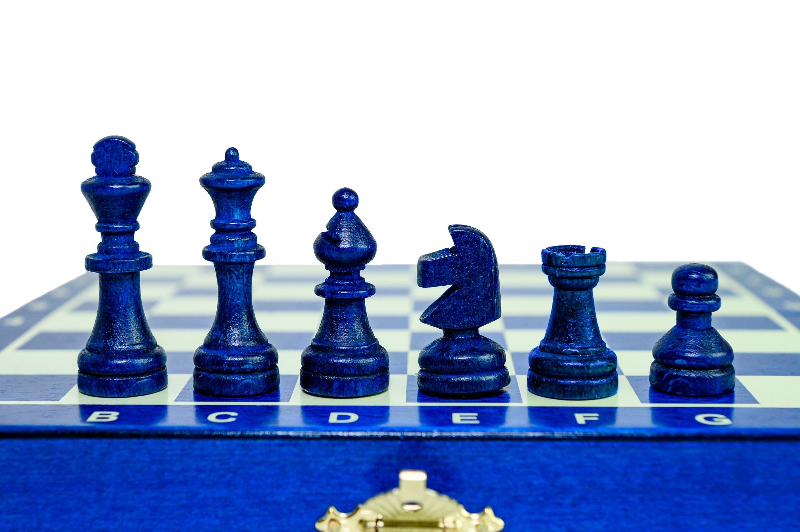 Jeu d'échecs MAGNETIQUE MINI Blue en bois de charme, pliant, de petite taille (20 x 20cm) - Ensemble Complet - Jeu d'échecs MAGNETIQUE MINI Blue en bois de charme, pliant, de petite taille (20 x 20cm) - Ensemble Complet
