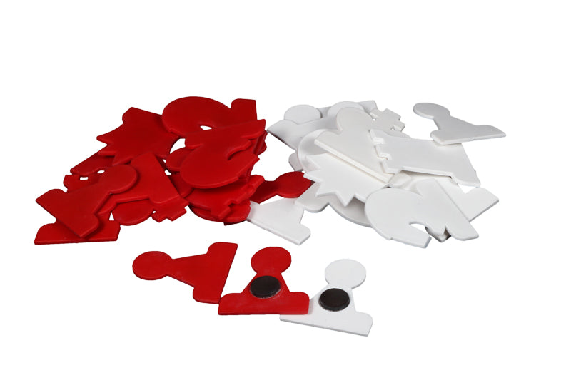 PIEZAS MAGNETICAS ( blanco / rojo) para tablero mural - PIEZAS MAGNETICAS ( blanco / rojo) para tablero mural