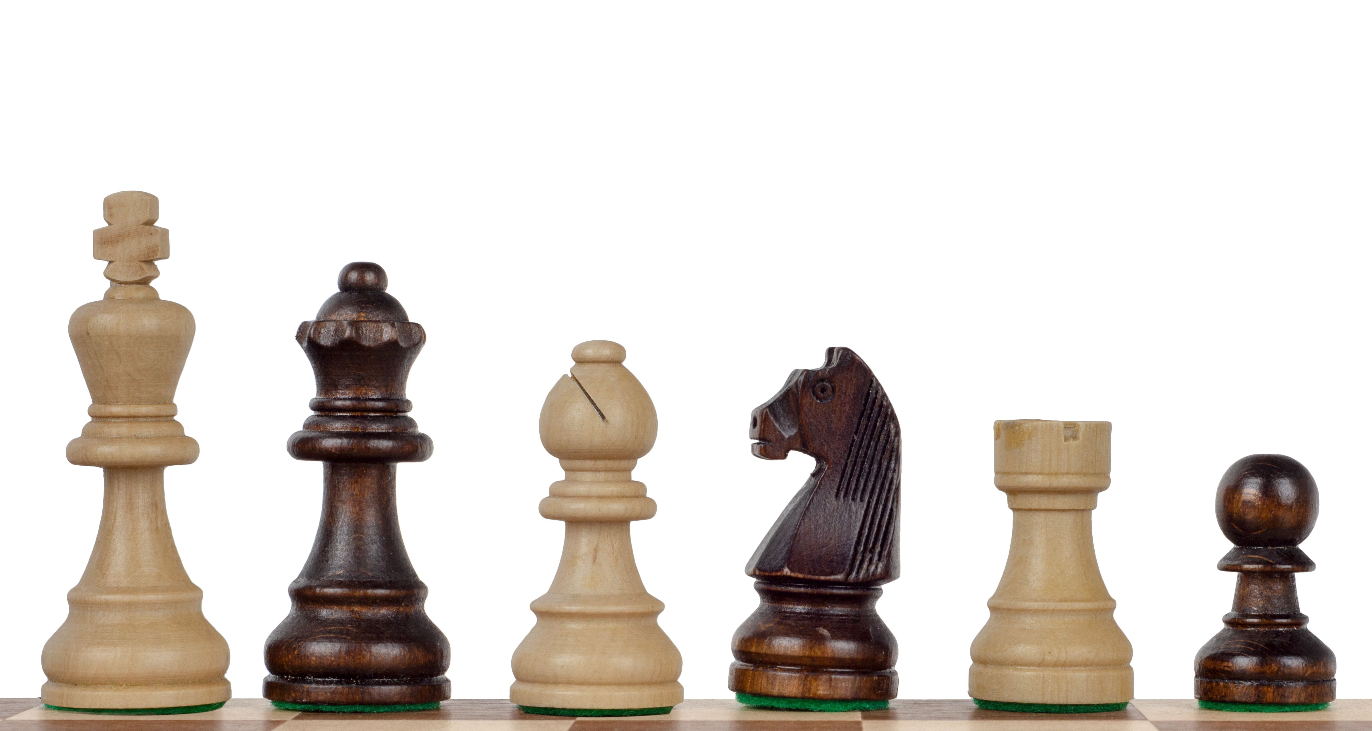 Les pièces d'échecs en bois STAUNTON de taille 5 avec 2 dames supplémentaires, en poly-sac - Les pièces d'échecs en bois STAUNTON de taille 5 avec 2 dames supplémentaires, en poly-sac