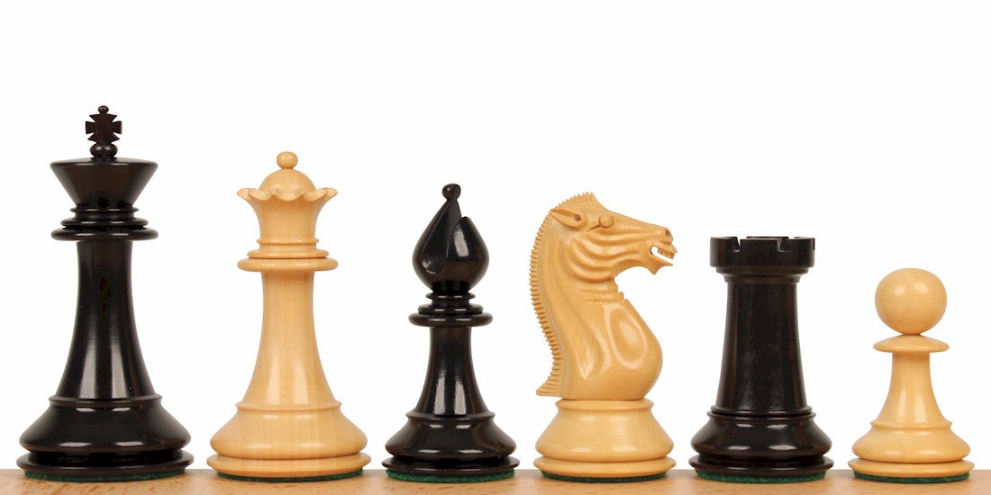 Pièces d'échecs Pershing en bois d'ébène et de buis - Taille 4,25'' - Pièces d'échecs Pershing en bois d'ébène et de buis - Taille 4,25''