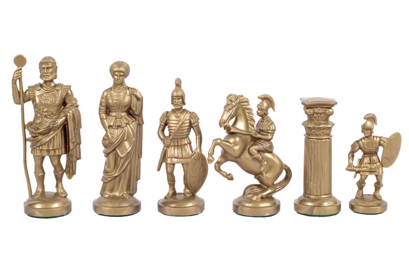 Figure di scacchi stilizzati dell'Impero Romano, nero e oro (re 98 mm) - Figure di scacchi stilizzati dell'Impero Romano, nero e oro (re 98 mm)