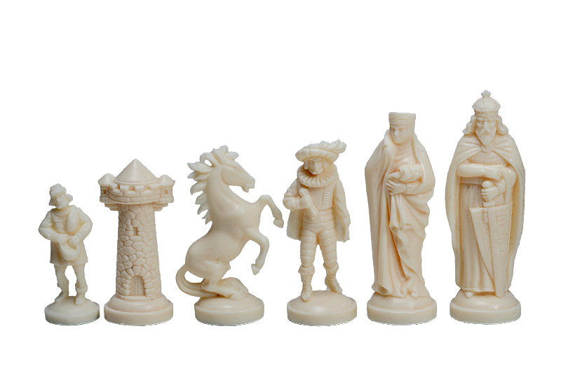 piezas de ajedrez de estilo medieval, en tonos crema y negro (rey de 98 mm) - piezas de ajedrez de estilo medieval, en tonos crema y negro (rey de 98 mm)