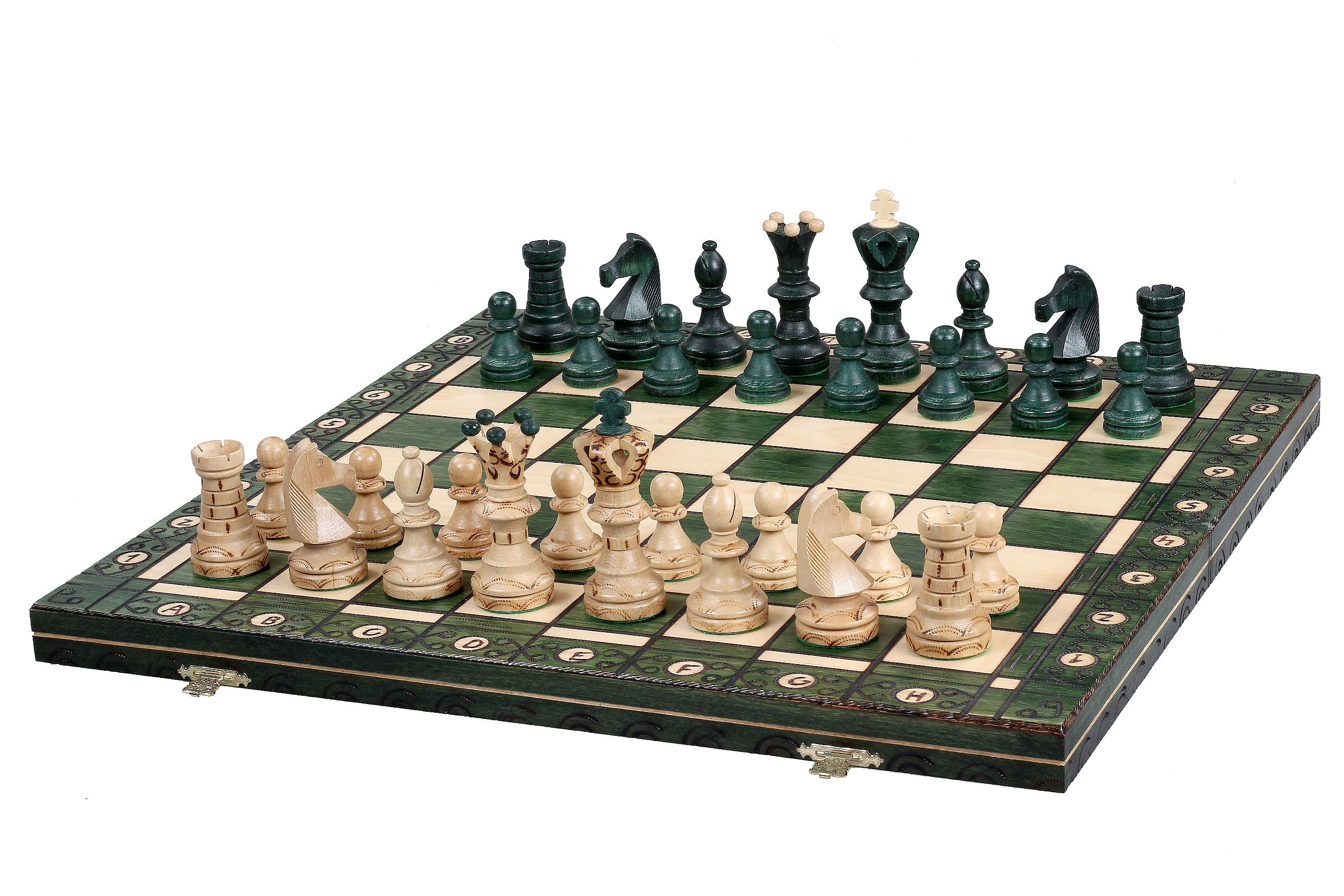LUXUS-Schachspiel AMBASADOR - groß (54 x 54 cm), grün - LUXUS-Schachspiel AMBASADOR - groß (54 x 54 cm), grün