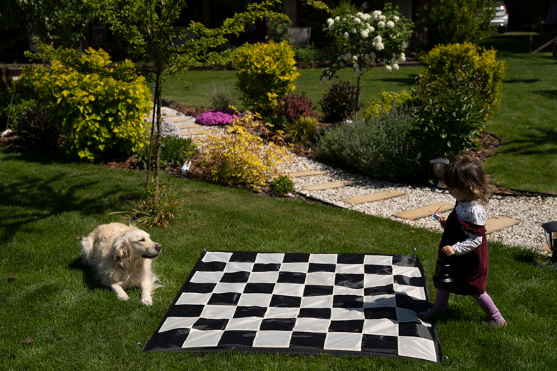 Tablero de ajedrez gigante de nailon, casillas de 17 x 17 cm, para jugar al ajedrez en el jardín y al aire libre - Tablero de ajedrez gigante de nailon, casillas de 17 x 17 cm, para jugar al ajedrez en el jardín y al aire libre