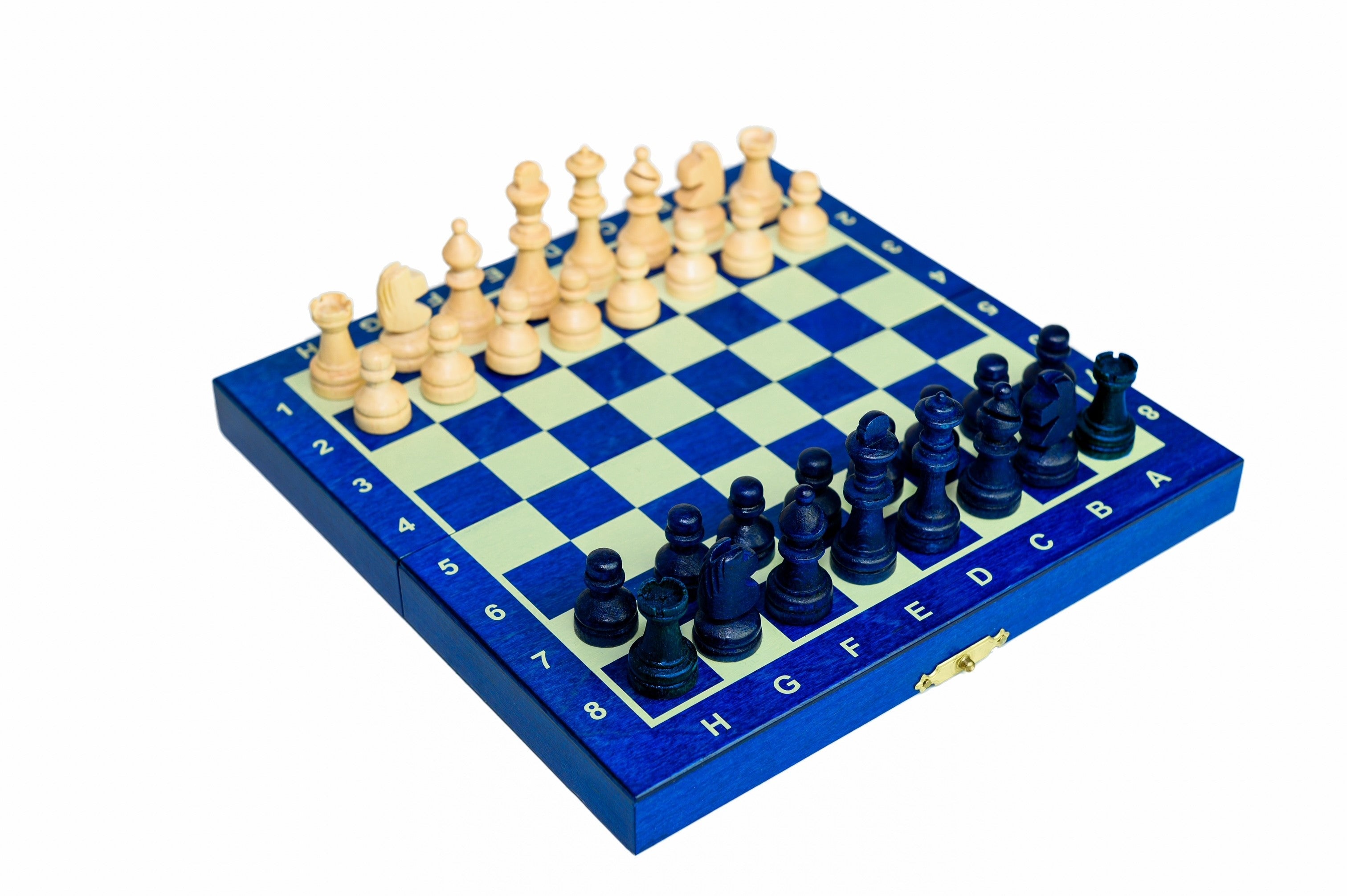 Wooden School Chess Mini - blue - Wooden School Chess Mini - blue