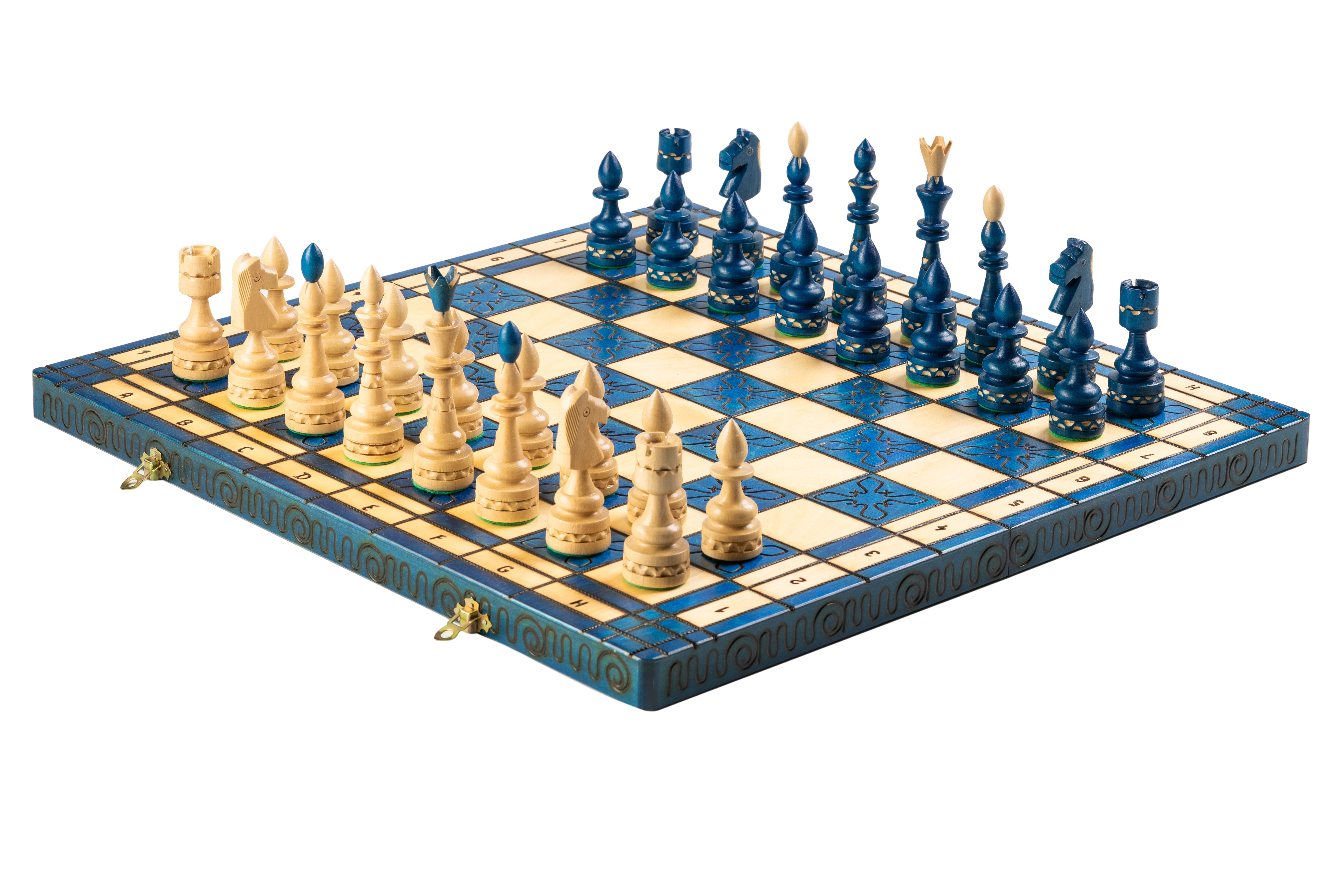 Jeu d'd'échecs INDIEN Blue en bois de charme, de grande taille (54 x 54cm) - Ensemble Complet - Jeu d'd'échecs INDIEN Blue en bois de charme, de grande taille (54 x 54cm) - Ensemble Complet