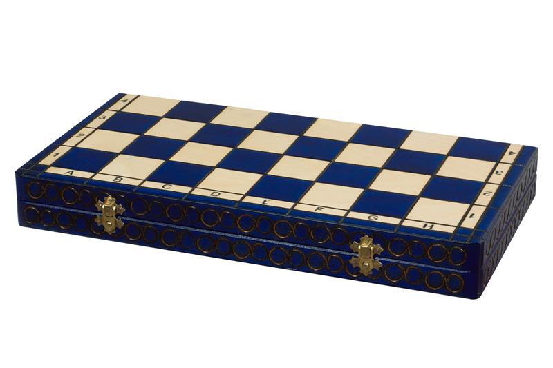 Juego de ajedrez de madera plegable Legado Azul 43,5 x 44 cm - Juego de ajedrez de madera plegable Legado Azul 43,5 x 44 cm