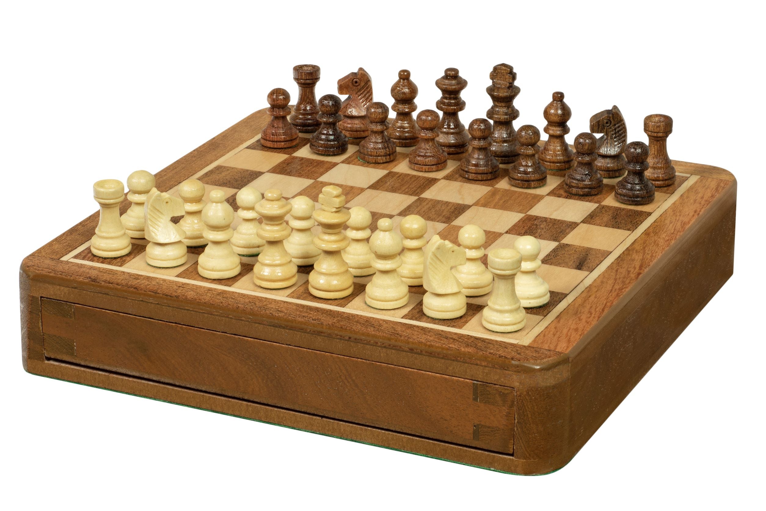 Juego de ajedrez MAGNÉTICO de 18 cm con tablero con incrustaciones y cajita para las piezas - Juego de ajedrez MAGNÉTICO de 18 cm con tablero con incrustaciones y cajita para las piezas