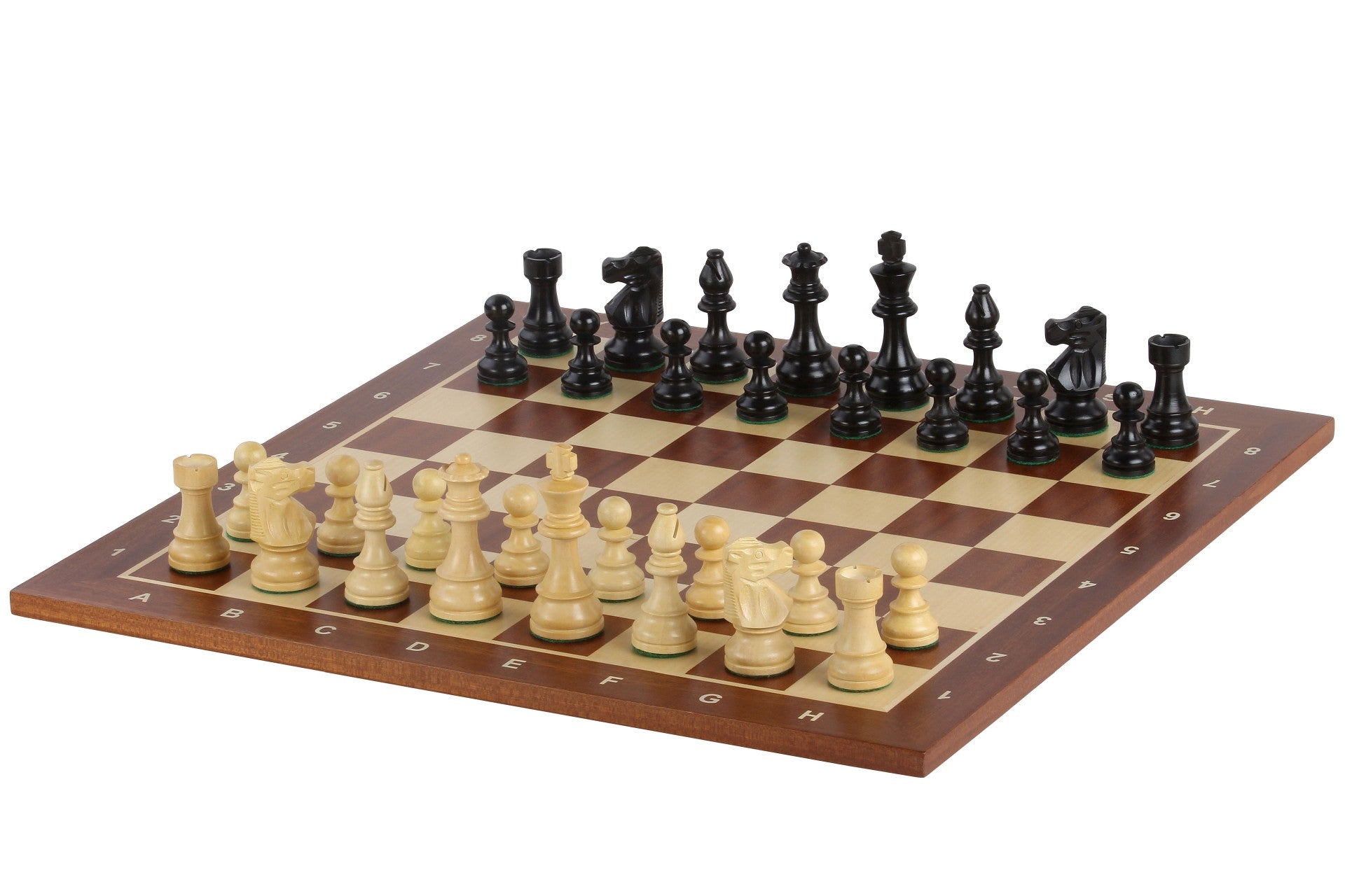 Tablero de ajedrez de sapeli nº6+piezas ebonizadas francesas de 3,75 - Tablero de ajedrez de sapeli nº6+piezas ebonizadas francesas de 3,75