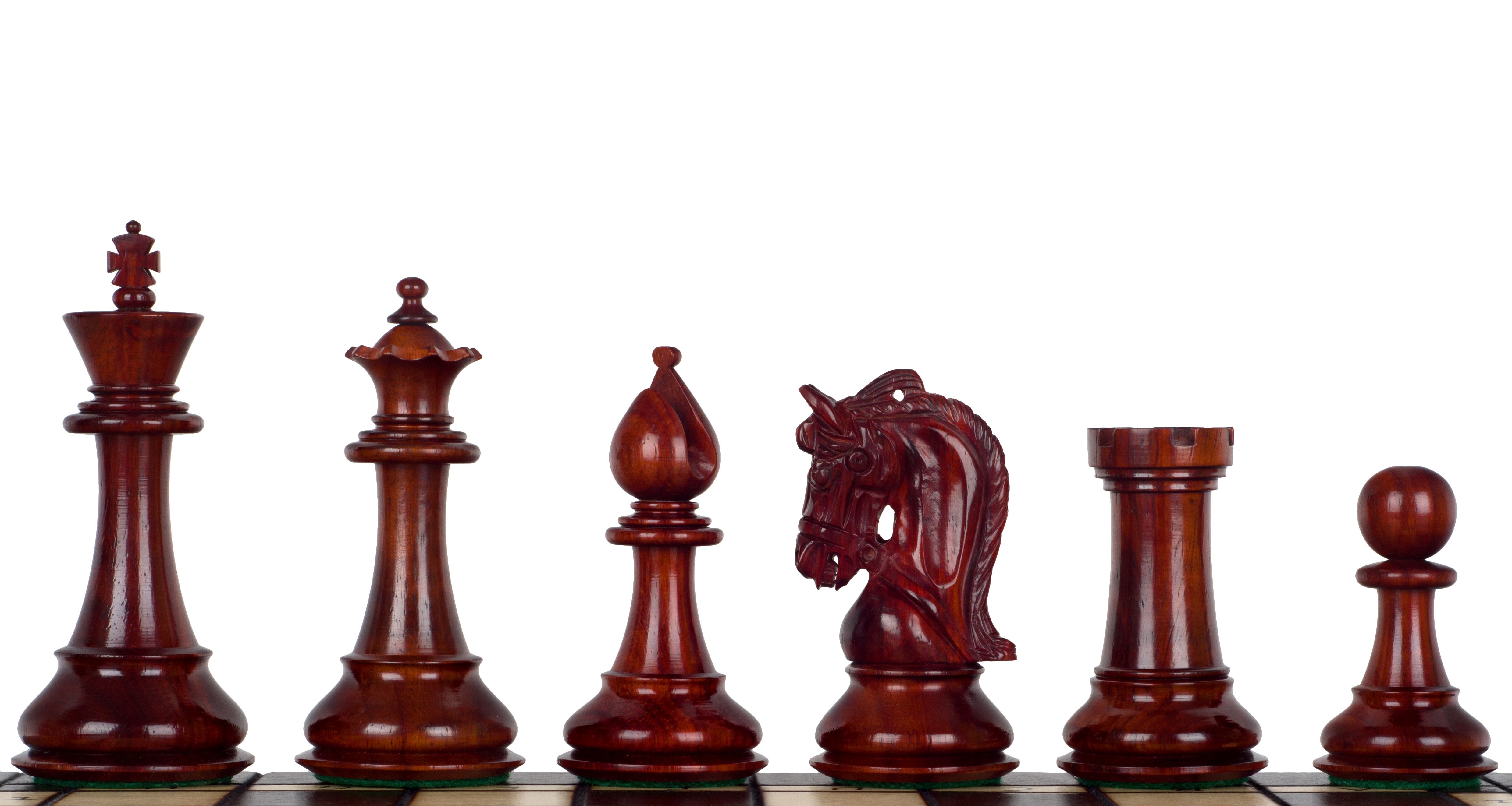 Pièces d'échecs Corinthian Redwood en bois de padouk et buis - Taille 4,00'' - Pièces d'échecs Corinthian Redwood en bois de padouk et buis - Taille 4,00''