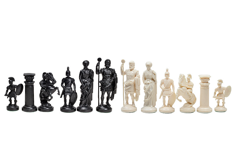 piezas de ajedrez inspiradas en el Imperio romano, en tonos crema y negro (rey de 98 mm) - piezas de ajedrez inspiradas en el Imperio romano, en tonos crema y negro (rey de 98 mm)
