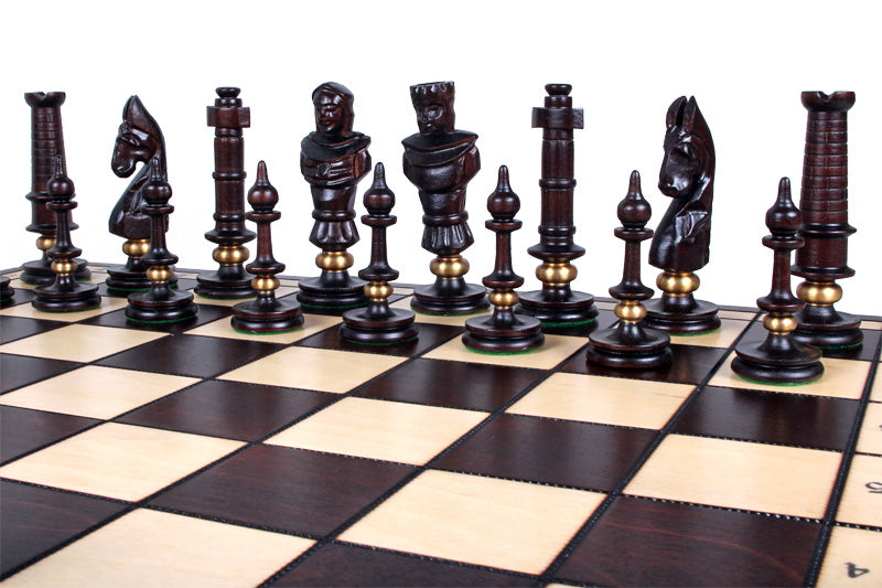 Juego de ajedrez de madera con detalles de latón 62 x 61,5 cm Versalles - Juego de ajedrez de madera con detalles de latón 62 x 61,5 cm Versalles