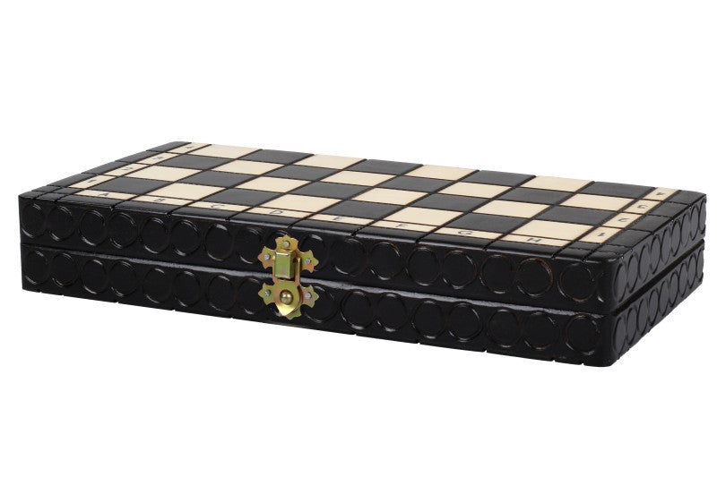 Juego de ajedrez de madera plegable Azabache Mini 28,5 x 28 cm - Juego de ajedrez de madera plegable Azabache Mini 28,5 x 28 cm